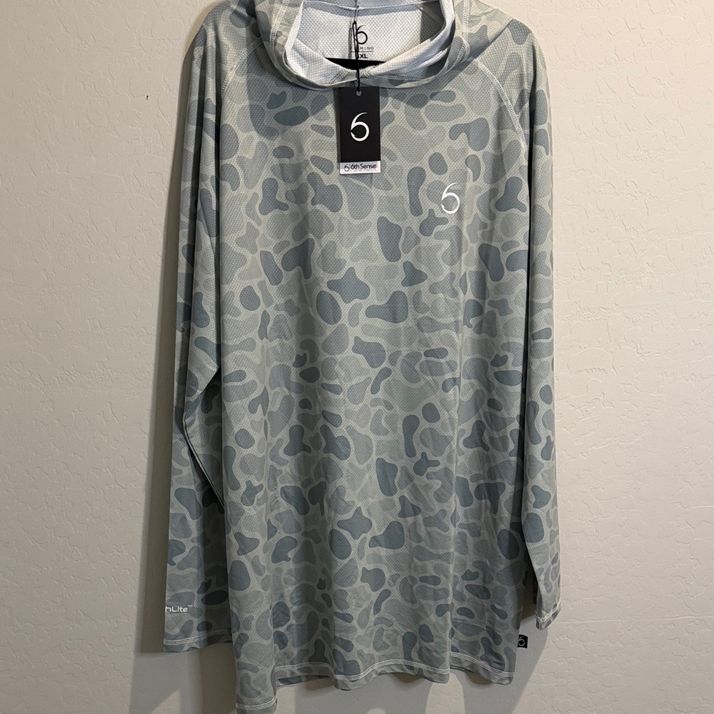 Men’s Long-Sleeve Hooded Performance Shirt - Light Gray Camo